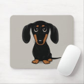 Cute Short Hazard Black en Tan Dachshund Muismat (Met muis)