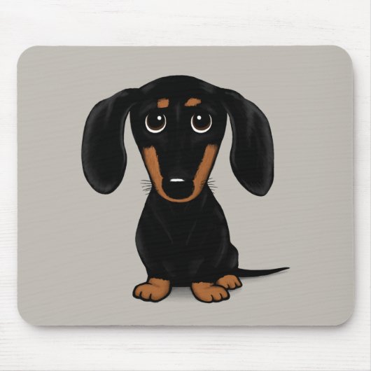 Cute Short Hazard Black en Tan Dachshund Muismat (Voorkant)