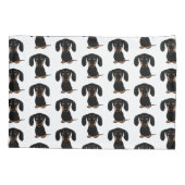 Cute Short Hazard Black en Tan Dachshund Pattern Kussensloop (Achterkant)