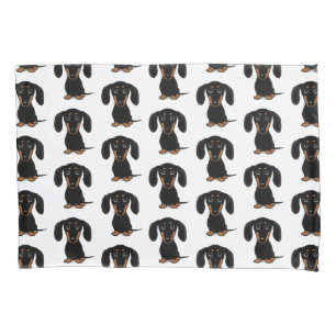 Cute Short Hazard Black en Tan Dachshund Pattern Kussensloop