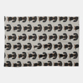 Cute Short Hazard Black en Tan Dachshund Pattern Theedoek (Horizontaal)