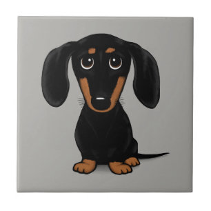 Cute Short Hazard Black en Tan Dachshund Tegeltje