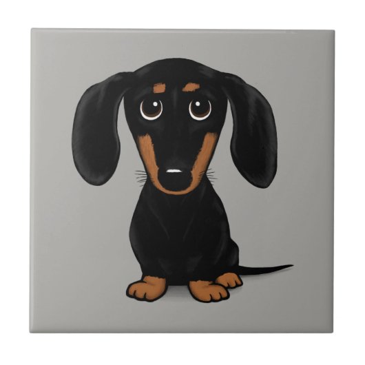 Cute Short Hazard Black en Tan Dachshund Tegeltje (Voorkant)
