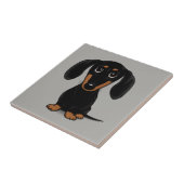 Cute Short Hazard Black en Tan Dachshund Tegeltje (Zijkant)