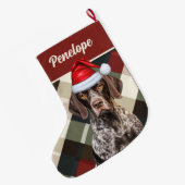 Cute Shorthair Pointer Dog Deep Red Plaid Custom Grote Kerstsok (Achterkant (Hangend))