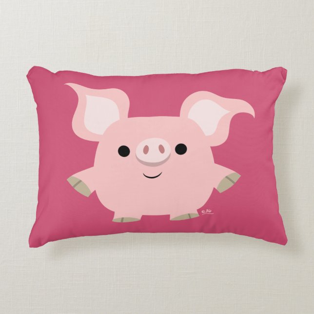 Cute Shorty Cartoon Pig Accent Pillow Accent Kussen (Voorkant)