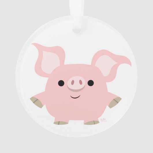 Cute Shorty Cartoon Pig AcrylOrnament Ornament (achterkant)
