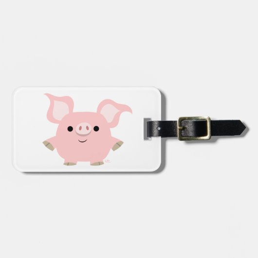 Cute Shorty Cartoon Pig Bagagelabel (Voorkant horizontaal)