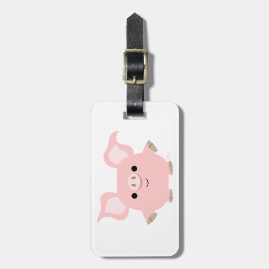Cute Shorty Cartoon Pig Bagagelabel (Voorkant verticaal)