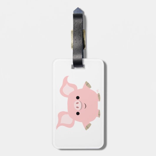 Cute Shorty Cartoon Pig Bagagelabel (Achterkant verticaal)