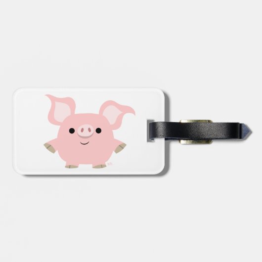 Cute Shorty Cartoon Pig Bagagelabel (Achterkant horizontaal)