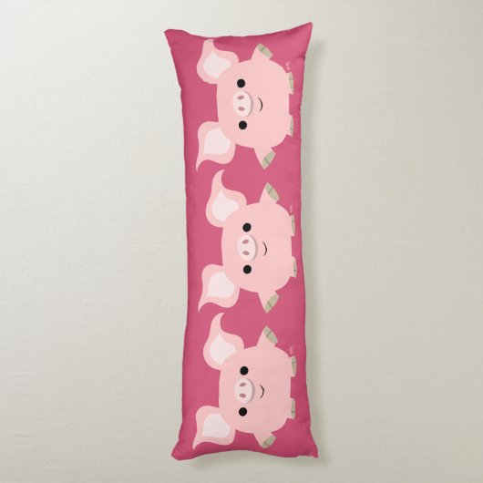 Cute Shorty Cartoon Pig Body Pillow Lichaamskussen (Achterkant (Verticaal))