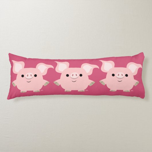 Cute Shorty Cartoon Pig Body Pillow Lichaamskussen (Voorkant)