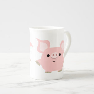 Cute Shorty Cartoon Pig Bone China Mok