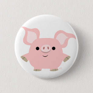 Cute Shorty Cartoon Pig Button Badge