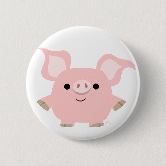 Cute Shorty Cartoon Pig Button Badge (Voorkant)