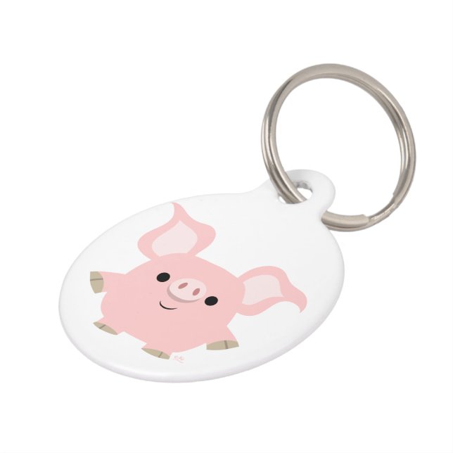 Cute Shorty Cartoon Pig Dog Label Huisdierpenning (Zijkant)