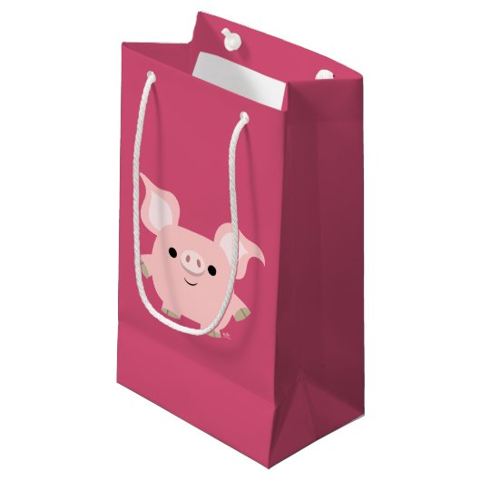 Cute Shorty Cartoon Pig Gift Bag Klein Cadeauzakje (Voorkant Gekanteld)
