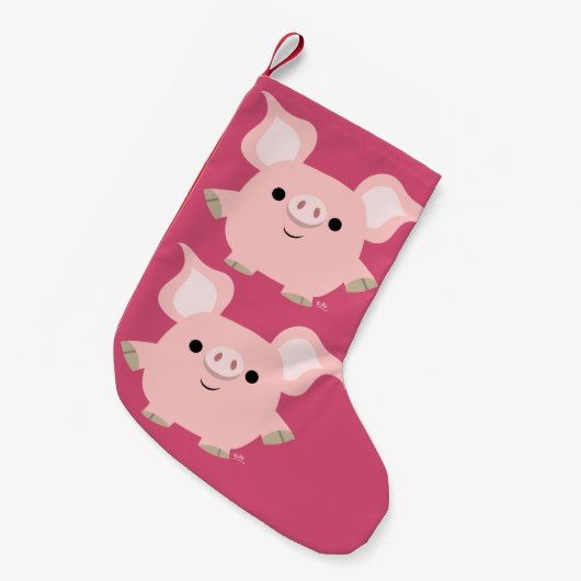Cute Shorty Cartoon Pig-kerststop Kleine Kerstsok (Voorkant (Hangend))