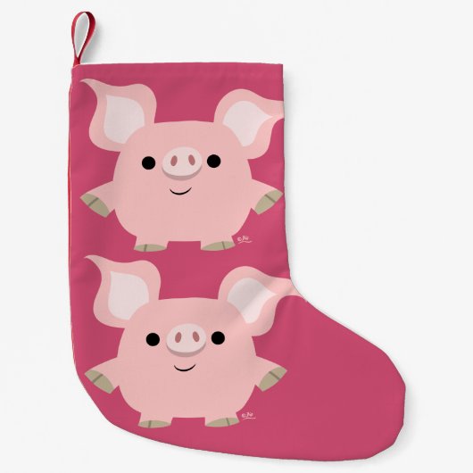 Cute Shorty Cartoon Pig-kerststop Kleine Kerstsok (Voorkant)