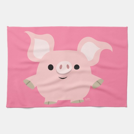 Cute Shorty Cartoon Pig Kitchen Towel Theedoek (Horizontaal)