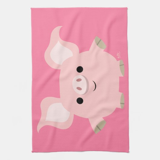 Cute Shorty Cartoon Pig Kitchen Towel Theedoek (Verticaal)