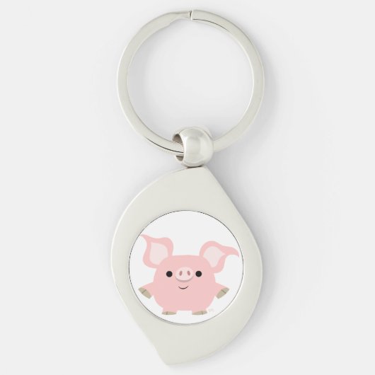 Cute Shorty Cartoon Pig Metal Sleutelhanger (Voorkant)