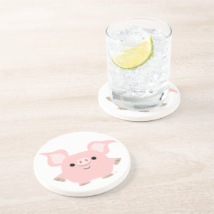 Cute Shorty Cartoon Pig Onderzetter