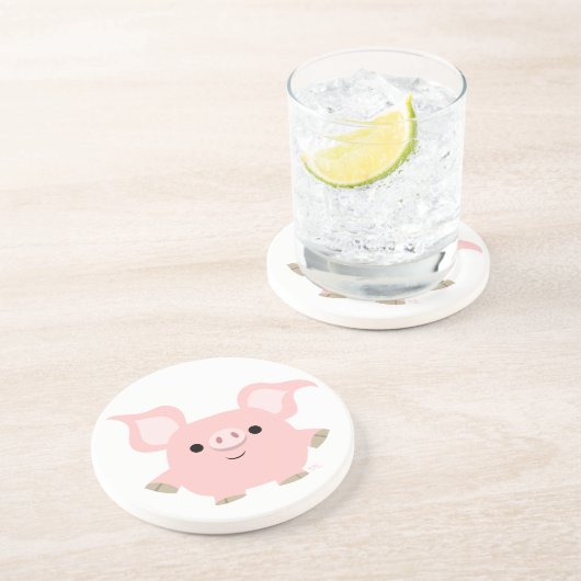 Cute Shorty Cartoon Pig Onderzetter (Zijkant)