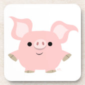 Cute Shorty Cartoon Pig Onderzetters Set (Voorkant)