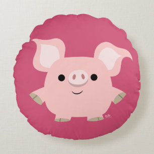 Cute Shorty Cartoon Pig Round Pillow Rond Kussen