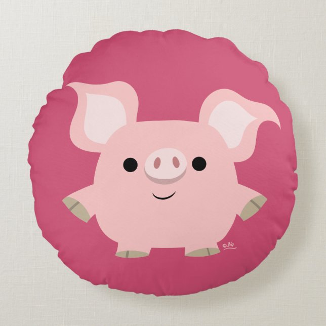 Cute Shorty Cartoon Pig Round Pillow Rond Kussen (Voorkant)