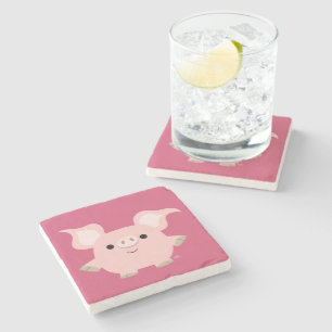 Cute Shorty Cartoon Pig Stone Onderzetter