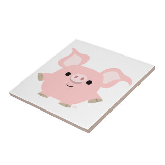 Cute Shorty Cartoon Pig Tegel Tegeltje