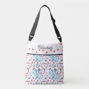 Cute Shots Nurse   Arts EKG Pattern Name Crossbody Tas