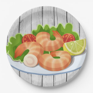 Cute shrimp sea papieren bordje