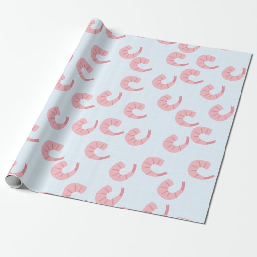 Cute Shrimp Wrapping Paper Cadeaupapier (Uitgerold)