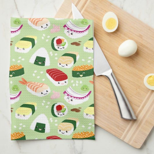 Cute Shushi Pattern Theedoek (Quarter Fold)
