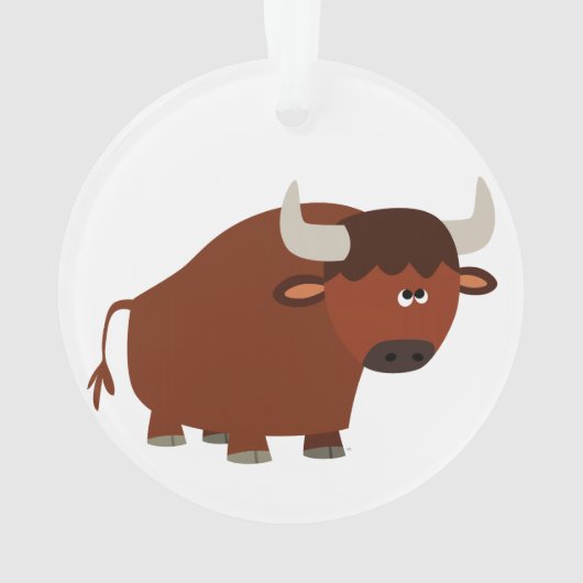 Cute Shy Cartoon Bull AcrylOrnament Ornament (achterkant)