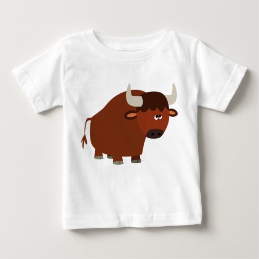 Cute Shy Cartoon Bull Baby T-Shirt (Voorkant)