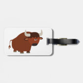 Cute Shy Cartoon Bull Bagagelabel (Achterkant horizontaal)