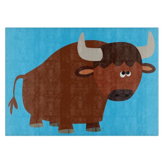 Cute Shy Cartoon Bull Cutting Board Snijplank (Voorkant)