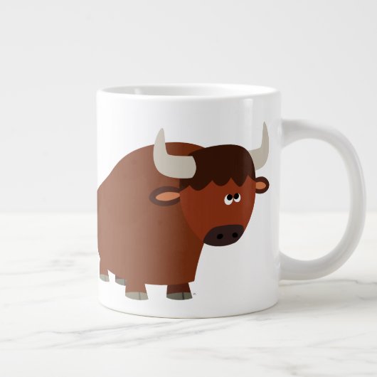 Cute Shy Cartoon Bull Jumbo Mok (Rechts)