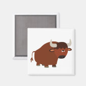 Cute Shy Cartoon Bull Magnet (Voorkant / Achterkant)