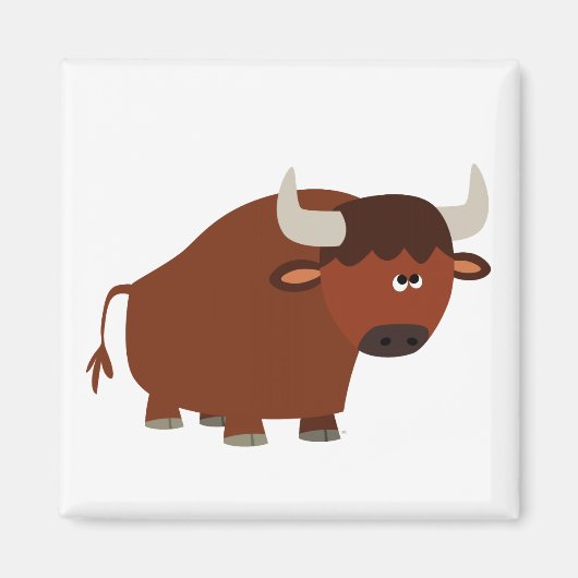 Cute Shy Cartoon Bull Magnet (Voorkant)