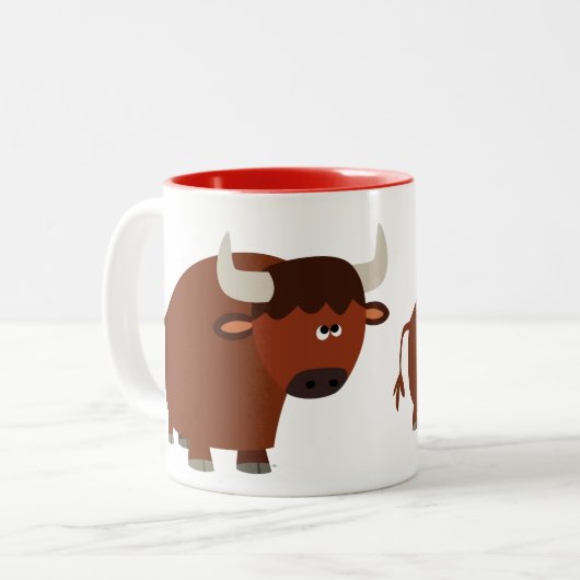 Cute Shy Cartoon Bull Mok (Voorkant links)