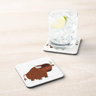 Cute Shy Cartoon Bull Onderzetters Set