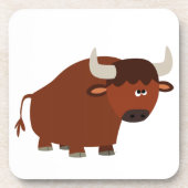 Cute Shy Cartoon Bull Onderzetters Set (Voorkant)