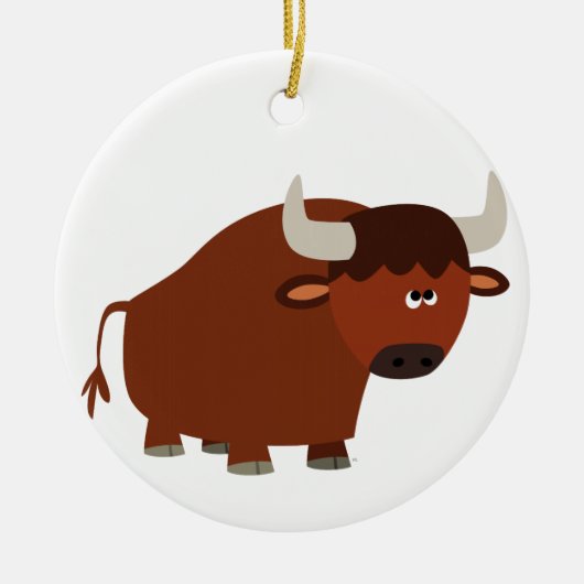 Cute Shy Cartoon Bull Ornament (Voorkant)