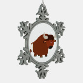 Cute Shy Cartoon Bull Pewter Ornament (Links)